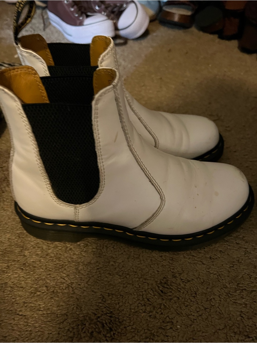 White Dr. Martens Chelsea boots